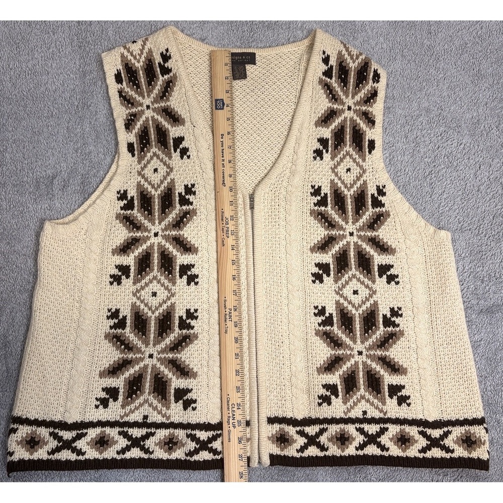 Vtg 90s Lane Bryant Designs & Co Fair Isle Zip Cableknit Sweater Vest Size 22/24 - Picture 5 of 8